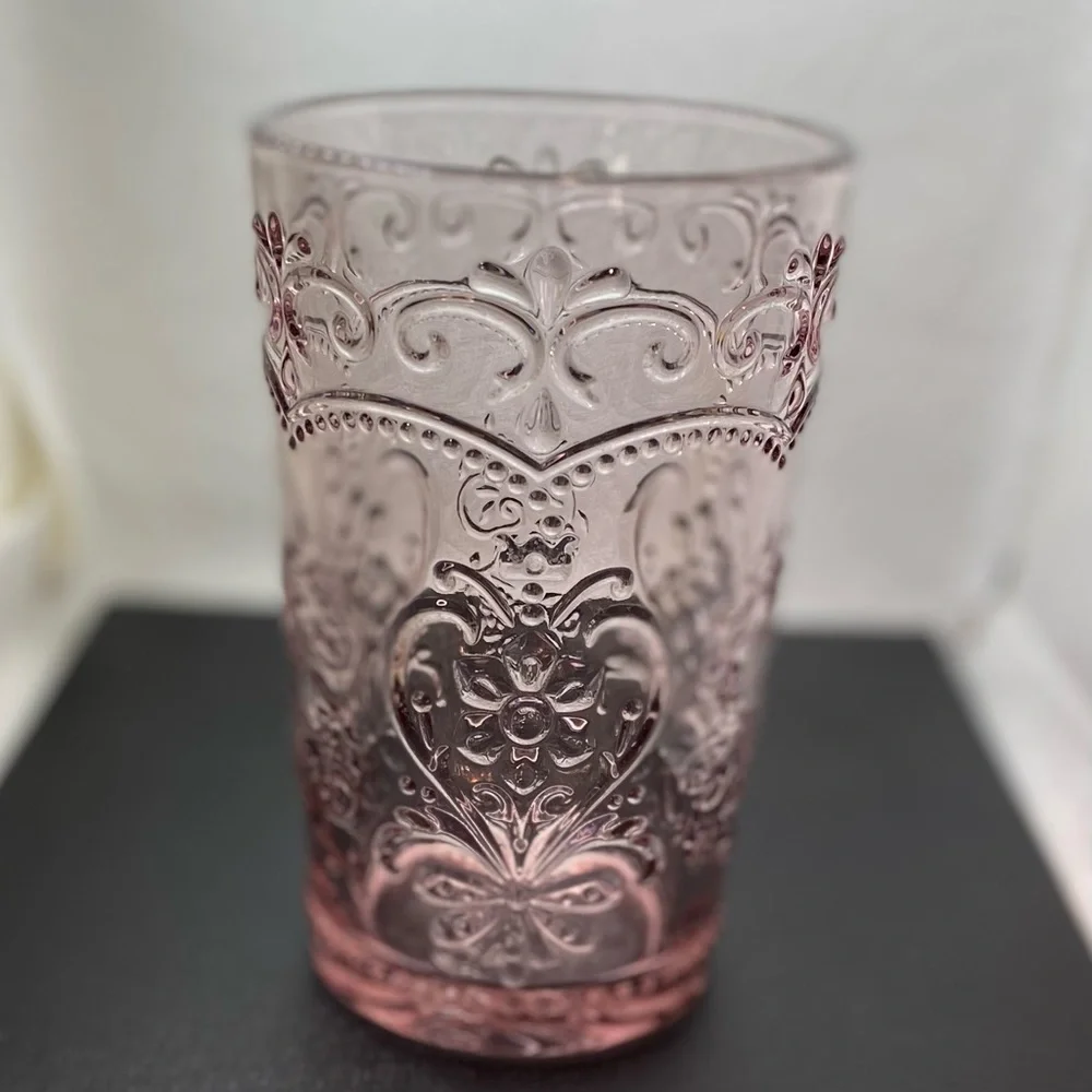Pioneer Woman Embossed Glass Amelia/Tumbler, Rose 15.22 Oz - Picture 4 of 5